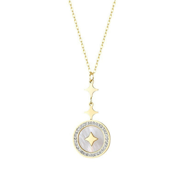 Six-pointed Diamond Titanium Steel Necklace For Women