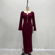 Collar Short Shirt Buckle Burgundy