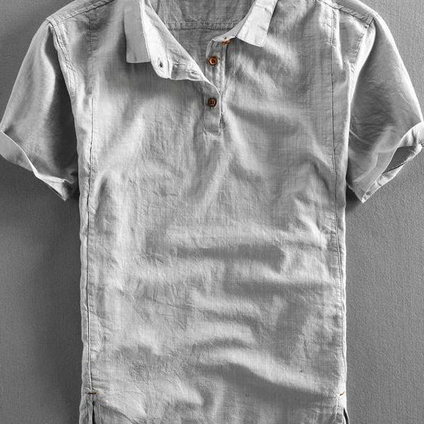 Summer Men's Casual Linen Short-sleeved Shirt