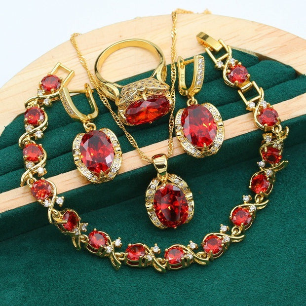 Full Rhinestone Zircon Women's Jewelry Suit