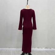 Collar Short Shirt Buckle Burgundy