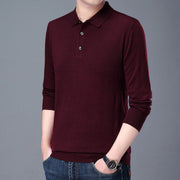 Spring And Autumn Men's Long Sleeves Base Shirt With Wool Top