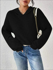 Solid Long Sleeves Sunken Stripe Sweater