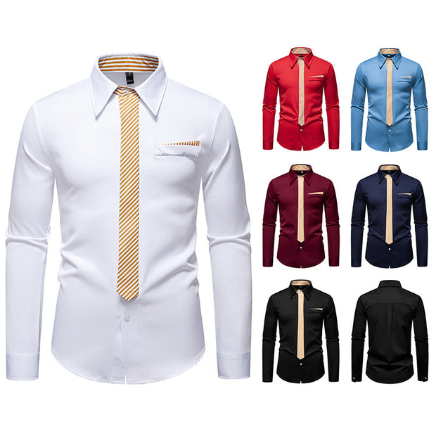 New Fashion Temperament Men's Long-sleeved Shirt
