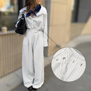 Commuting Striped Wide-leg Pants
