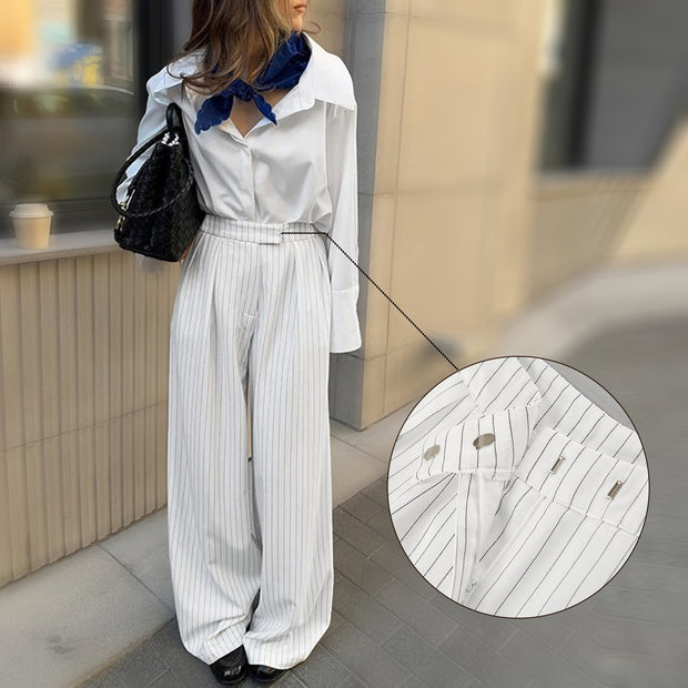 Commuting Striped Wide-leg Pants
