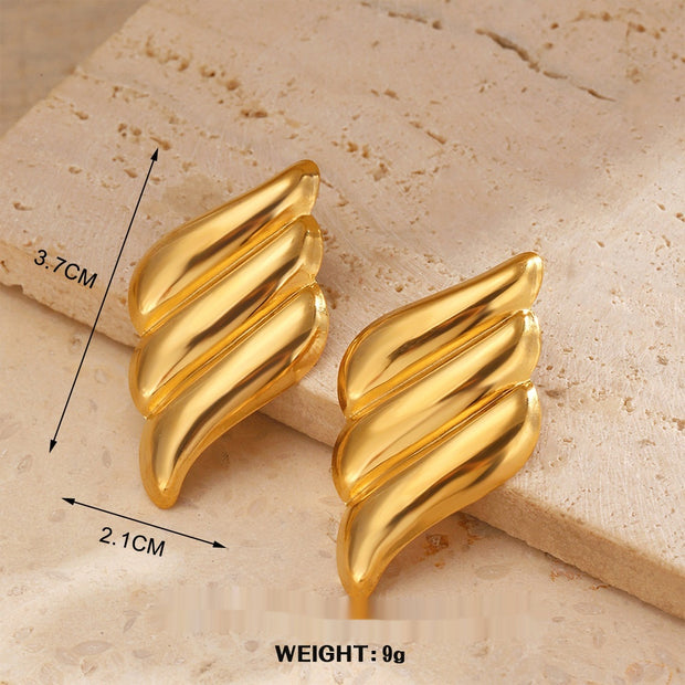 Fan-shaped Wings Real Plated Earrings