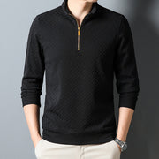 Long Sleeve T-shirt Zipper And Lapel Collar Bottoming Shirt Men's Clothing