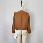 Fashion Round Neck Metal Button Design Short Coat