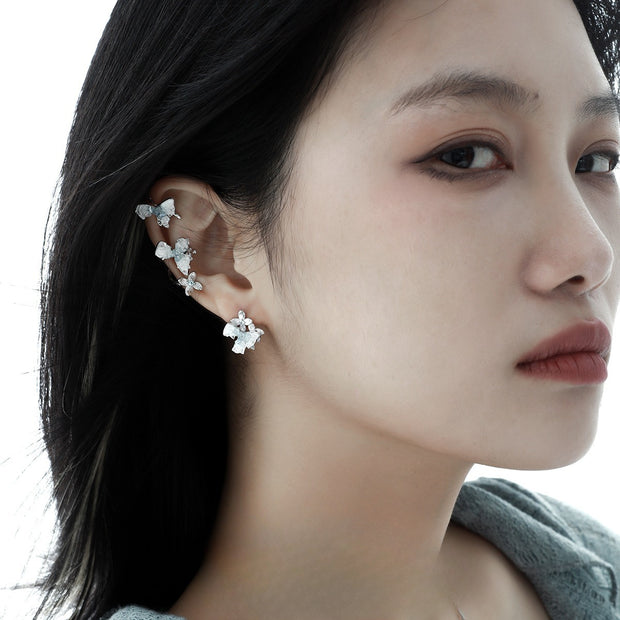 Luxury Diamond In The Debris Personality Flower Ear Clip