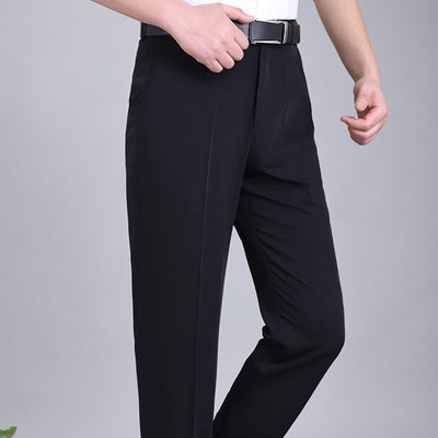 Men's Mulberry Silk Suit Pants Business Straight High Waist