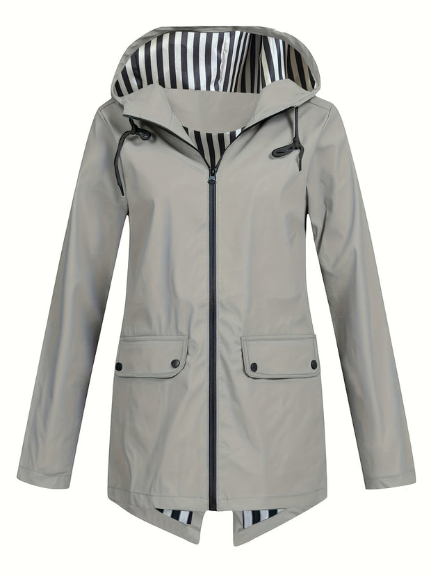 Women's Zipper Hooded Outdoor Windproof Thin Coat