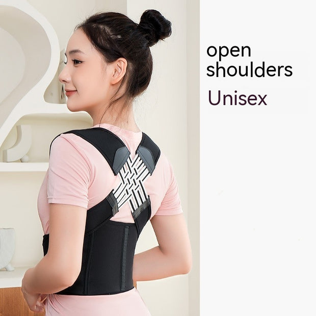 Unisex Anti-Humpback Chest Lift Brace Posture Corrector with open shoulders for improved posture support.