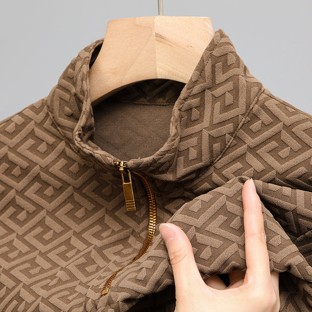 Long Sleeve T-shirt Zipper And Lapel Collar Bottoming Shirt Men's Clothing