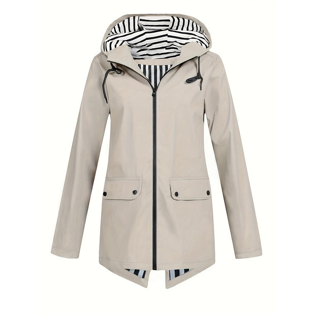 Women's Zipper Hooded Outdoor Windproof Thin Coat