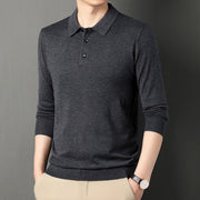 Spring And Autumn Men's Long Sleeves Base Shirt With Wool Top