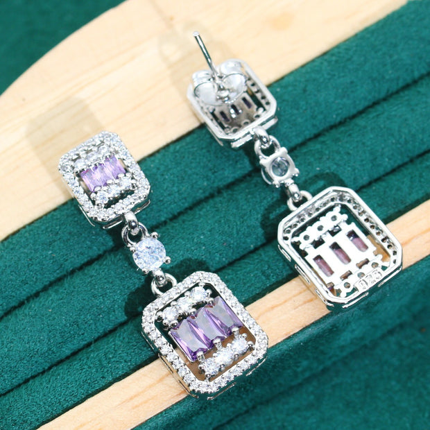 Zircon Necklace Earring Ring Ornament Suit