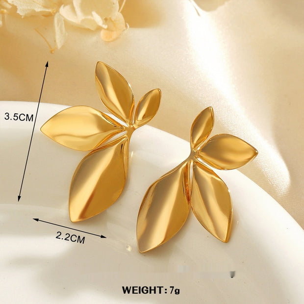 Fan-shaped Wings Real Plated Earrings