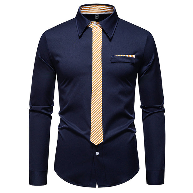 New Fashion Temperament Men's Long-sleeved Shirt