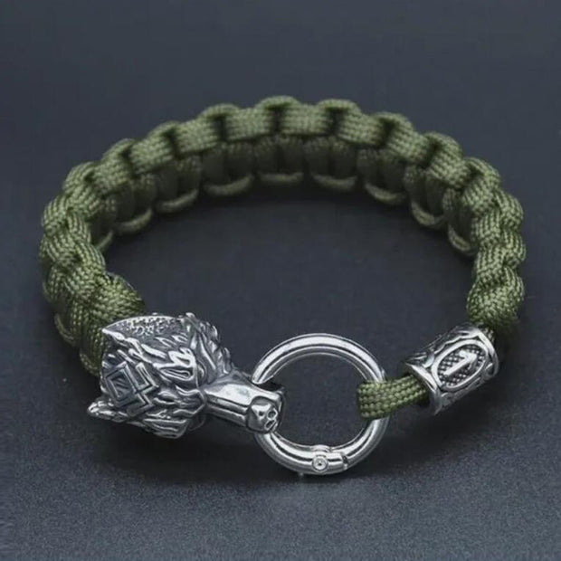 Stainless Steel Luen Character Wolf Head Bracelet Handmade