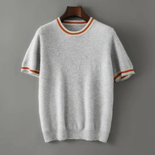 Round Neck Sweater Men's Short Sleeve