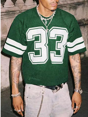 Summer Men's Mesh Sports Jersey T-shirt Round Neck Loose Fashion Street Wear Hip Hop Style Short Sleeve