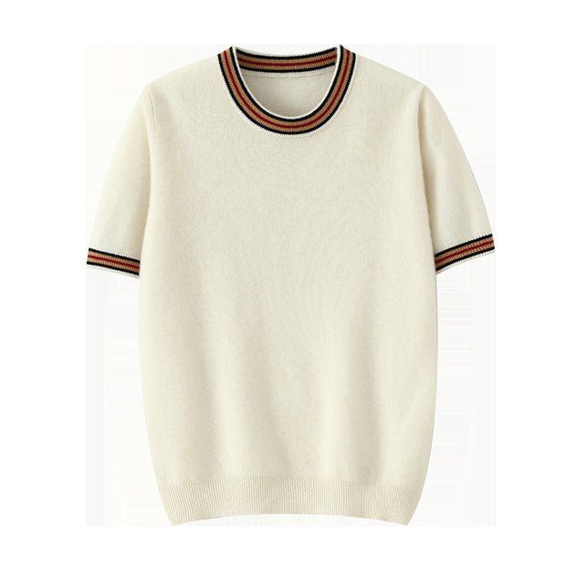 Round Neck Sweater Men's Short Sleeve