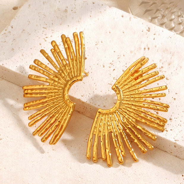 Fan-shaped Wings Real Plated Earrings