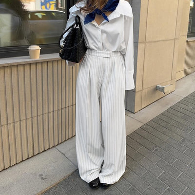 Commuting Striped Wide-leg Pants