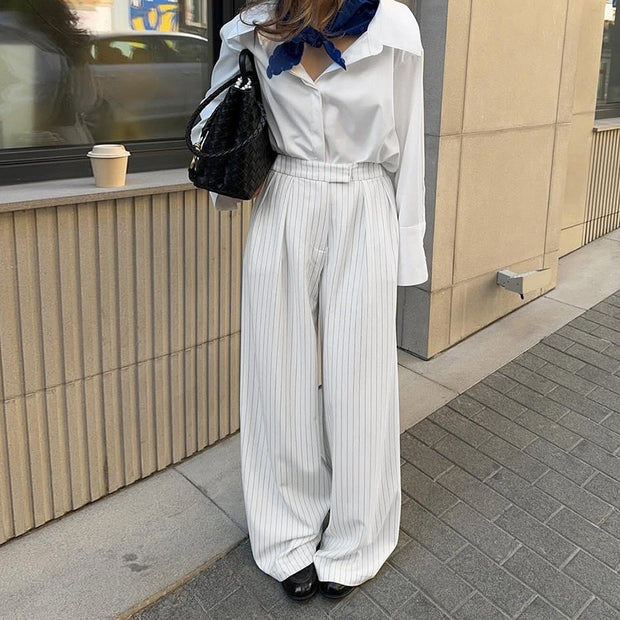Commuting Striped Wide-leg Pants