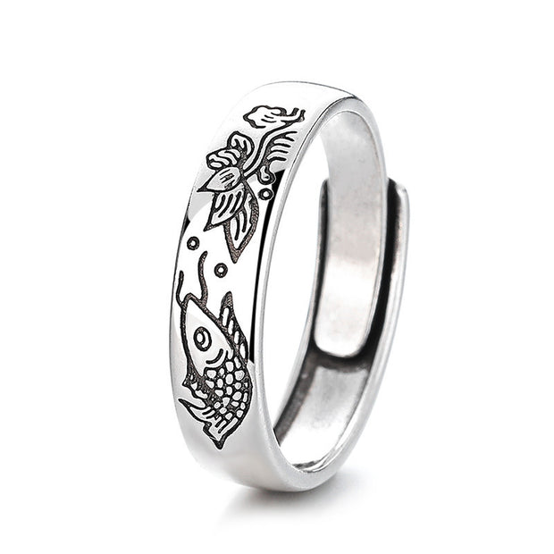 Vintage Lotus Carp Ring Simple Personality Ethnic Style