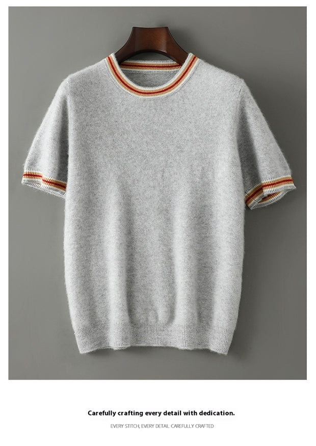 Round Neck Sweater Men's Short Sleeve