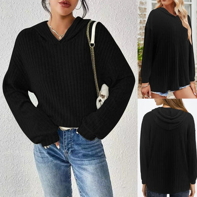 Solid Long Sleeves Sunken Stripe Sweater