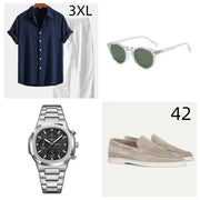 Casual Loose Multi-color Beachwear Cotton And Linen Short Sleeve Suit