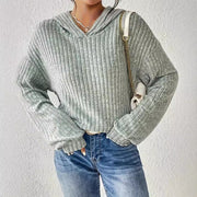 Solid Long Sleeves Sunken Stripe Sweater