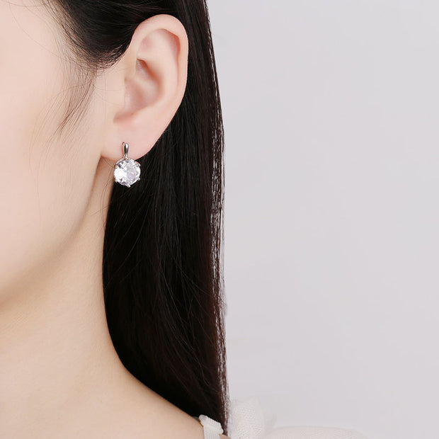 European And American Fashion Six-claw Super Flash Big Diamond Earrings