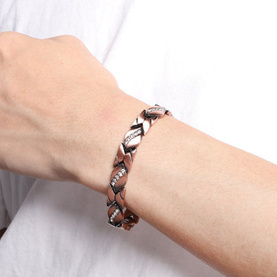 Retro Bowknot Five Diamond Strong Magnetic Red Copper Magnetic Therapy Bracelet