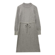 Internet Celebrity Drawstring Waist-tight Mid-length Overknee Base Woolen Skirt