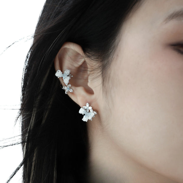 Luxury Diamond In The Debris Personality Flower Ear Clip