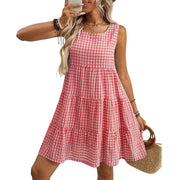 Women's Loose Casual Elegant Sleeveless Plaid Dress