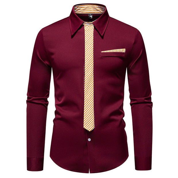 New Fashion Temperament Men's Long-sleeved Shirt