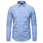 Striped Woven Plaid Men's Spring And Autumn Ruan Handsome High-grade Shirt