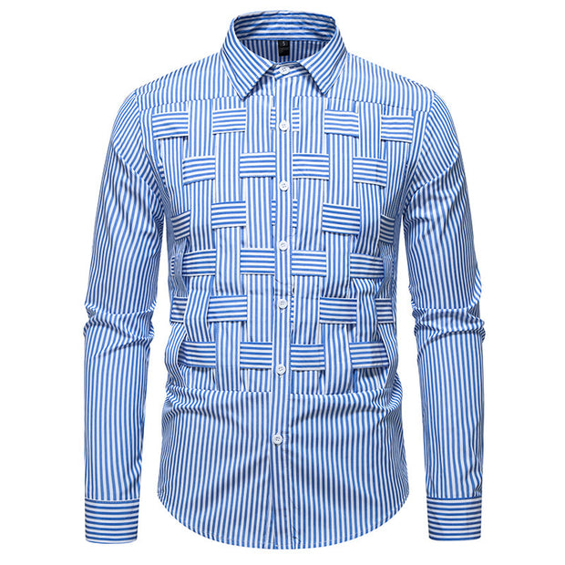 Striped Woven Plaid Men's Spring And Autumn Ruan Handsome High-grade Shirt