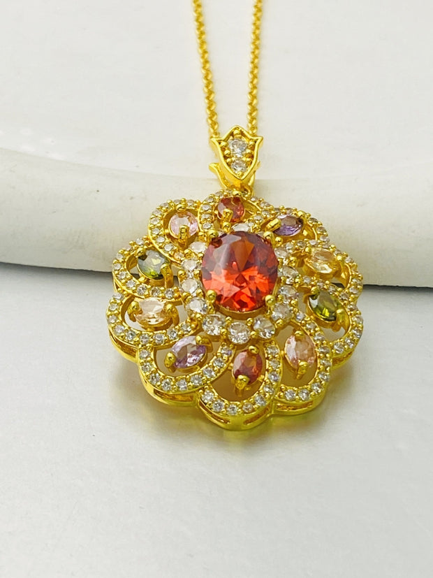 Women's Colorful Zircon Pendant Necklace