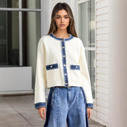 Fashion Fur Denim Color Contrast Short Coat