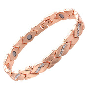 Retro Bowknot Five Diamond Strong Magnetic Red Copper Magnetic Therapy Bracelet