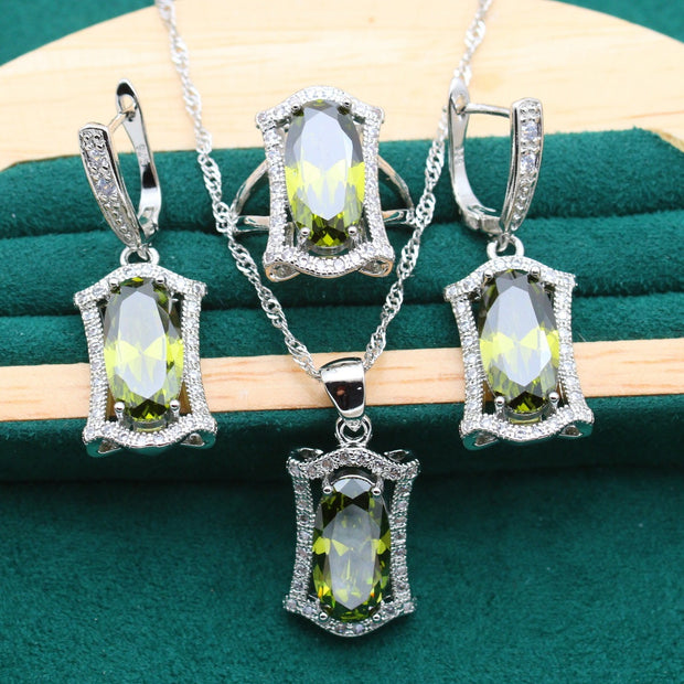 Anti-allergy Zircon Necklace Earring Ring Dinner Ornament Suit