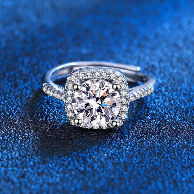 S925 Micro-inlaid Four-claw Princess Square Bag Moissanite