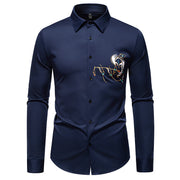 New Men's Long-sleeved Premium Printed Casual Shirt
