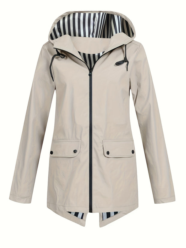 Women's Zipper Hooded Outdoor Windproof Thin Coat